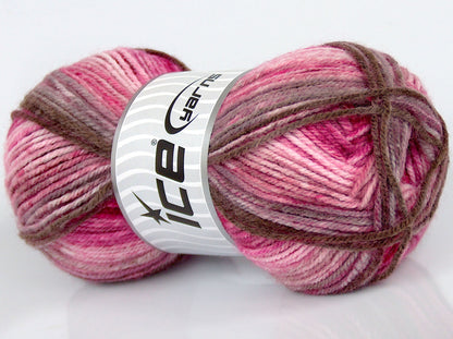 Lot of 4 x 75gr Skeins Ice Yarns SALE SELF-STRIPING Yarn Pink Shades Brown Shades
