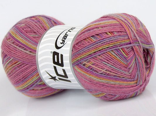 Lot of 3 x 120gr Skeins Ice Yarns SALE SOCK YARN (75% Superwash Wool) Yarn Pink Green Gold Blue