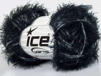 Lot of 6 Skeins Ice Yarns SALE EYELASH BLEND Hand Knitting Yarn Black White