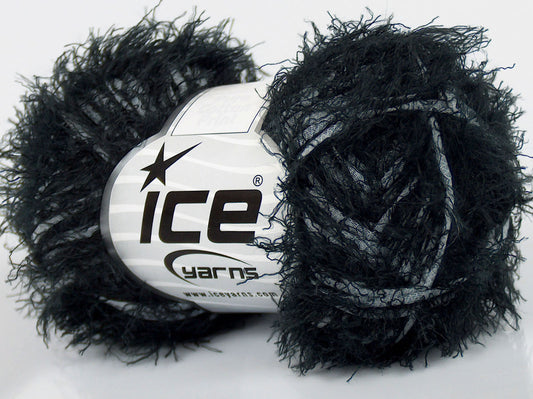Lot of 6 Skeins Ice Yarns SALE EYELASH BLEND Hand Knitting Yarn Black White