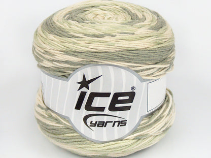 Lot of 4 x 100gr Skeins Ice Yarns CAKES COTTON SWEET (60% Cotton) Yarn Green Shades Cream