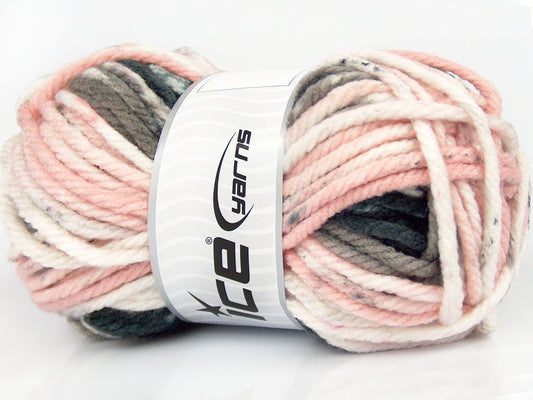 Lot of 3 x 120gr Skeins Ice Yarns SALE SELF-STRIPING Yarn Black Grey White Cream Pink Camel