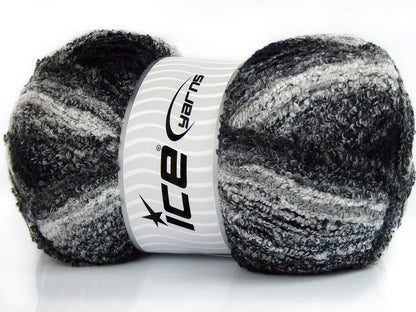 340 gr ICE YARNS KARIEGA (15% Mohair 10% Wool) Yarn Black Grey White