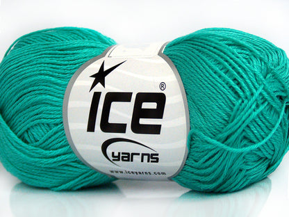 Lot of 6 Skeins Ice Yarns CECILIA COTTON (100% Mercerised Cotton) Yarn Emerald Green