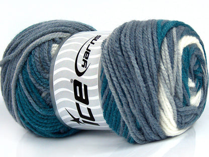 Lot of 4 x 100gr Skeins Ice Yarns AMBIANCE Yarn Grey White Turquoise