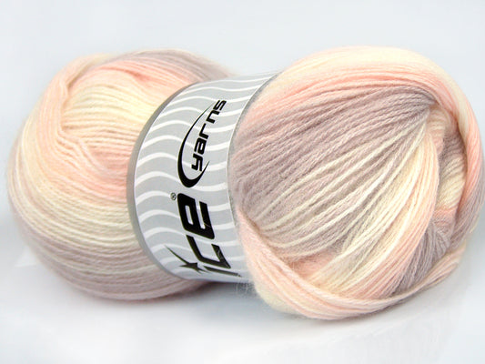 Lot of 4 x 100gr Skeins Ice Yarns ANGORA BATIK (20% Angora 20% Wool) Yarn Light Lilac Baby Pink Ecru