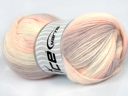 Lot of 4 x 100gr Skeins Ice Yarns ANGORA BATIK (20% Angora 20% Wool) Yarn Light Lilac Baby Pink Ecru
