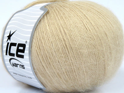 Lot of 4 x 100gr Skeins Ice Yarns ANGORA SOLID (20% Angora 20% Wool) Yarn Light Camel