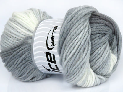 Lot of 4 x 100gr Skeins Ice Yarns MAGIC WORSTED Yarn Grey Shades White