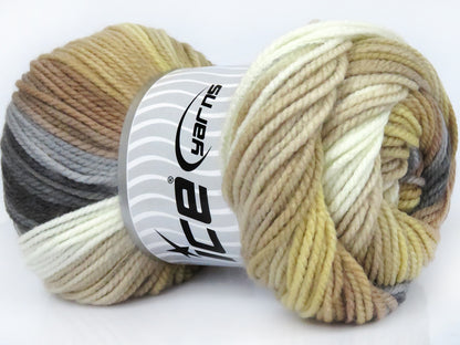 Lot of 4 x 100gr Skeins Ice Yarns MAGIC WORSTED Yarn Cream Camel Beige Grey Shades