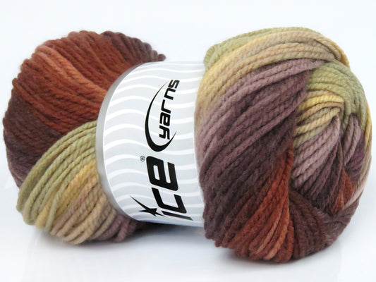 Lot of 4 x 100gr Skeins Ice Yarns MAGIC WORSTED Yarn Copper Maroon Shades Cream Camel Beige