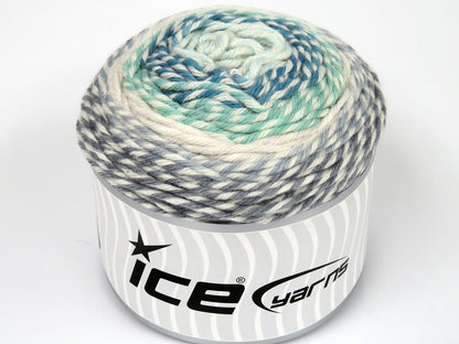 Lot of 2 x 150gr Skeins Ice Yarns CAKES JAZZ Yarn Grey Shades Green Shades
