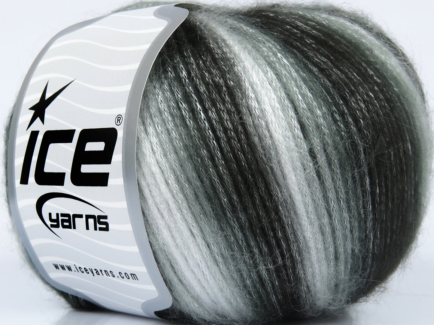 Lot of 8 Skeins Ice Yarns PICASSO Hand Knitting Yarn Black Grey White