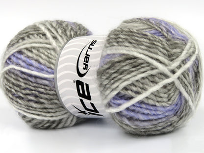 Lot of 4 x 100gr Skeins Ice Yarns ORACLE (20% Alpaca) Yarn Grey Shades White Light Lilac