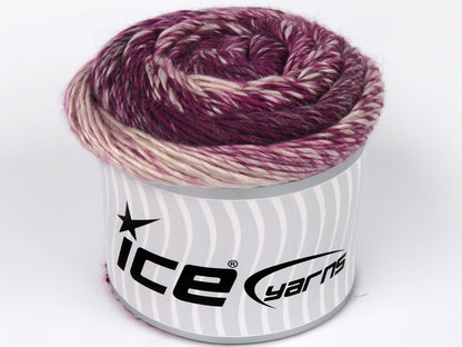 Lot of 2 x 150gr Skeins Ice Yarns CAKES CAMARO (50% Wool) Yarn Fuchsia Cream