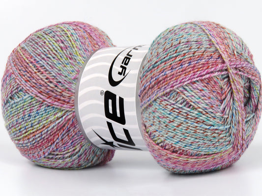 Lot of 4 x 100gr Skeins Ice Yarns CHULA VISTA (50% Superwash Merino Wool 40% Cotton) Yarn Rainbow