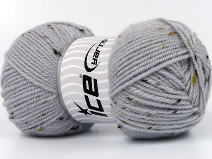 Lot of 4 x 100gr Skeins Ice Yarns DORIS TWEED (21% Wool 4% Viscose) Yarn Light Grey