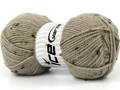 Lot of 4 x 100gr Skeins Ice Yarns DORIS TWEED (21% Wool 4% Viscose) Yarn Light Camel