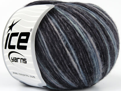 Lot of 8 Skeins Ice Yarns LEONARDO COLOR (66% Merino Wool 34% Organic Cotton) Yarn Black Grey Light Turquoise
