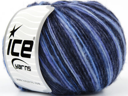 Lot of 8 Skeins Ice Yarns LEONARDO COLOR (66% Merino Wool 34% Organic Cotton) Yarn Purple Shades Blue Shades