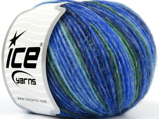 Lot of 8 Skeins Ice Yarns LEONARDO COLOR (66% Merino Wool 34% Organic Cotton) Yarn Blue Shades Green