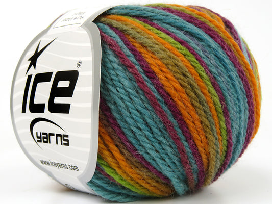 Lot of 8 Skeins Ice Yarns PURE WOOL MAGIC (100% Wool) Yarn Green Shades Gold Burgundy Turquoise