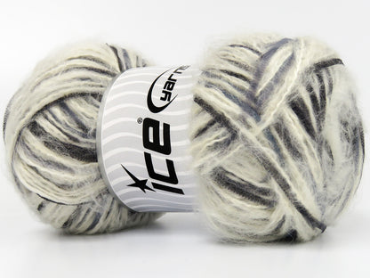 Lot of 4 x 100gr Skeins Ice Yarns RODRIGUEZ (5% Wool) Yarn Cream Grey Black