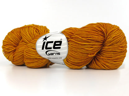 Lot of 2 x 100gr Skeins Ice Yarns HAND DYED MERINO EXTRAFINE (100% Superwash Extrafine Merino Wool) Yarn Dark Cheddar