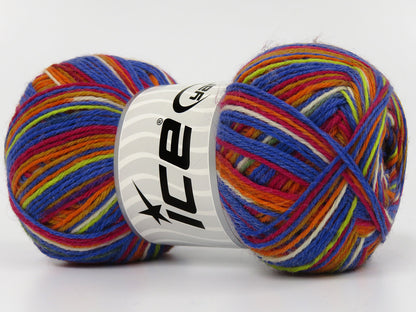 Lot of 4 x 100gr Skeins Ice Yarns COLORWAY SOCK (75% Superwash Wool) Yarn Rainbow