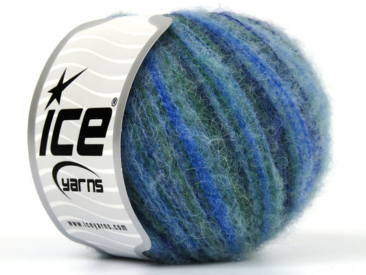 Lot of 8 Skeins Ice Yarns BABY ALPACA COLOR PLY (30% Baby Alpaca 31% Extrafine Merino Wool) Yarn Blue Shades Green Shades