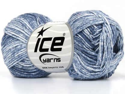 Lot of 8 Skeins Ice Yarns JEANS (100% Cotton) Yarn Light Jeans Blue White