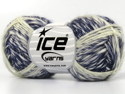 Lot of 8 Skeins Ice Yarns SONRIENTE ALPACA (15% Alpaca 15% Wool) Yarn Navy White