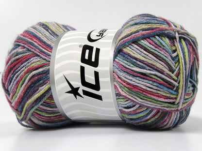 Lot of 4 x 100gr Skeins Ice Yarns NATURAL COTTON PRINT (100% Cotton) Yarn Rainbow