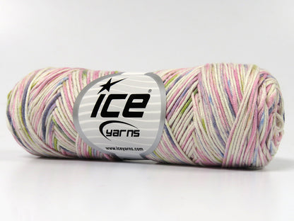 Lot of 4 x 100gr Skeins Ice Yarns ORGANIC COTTON COLOR (60% Organic Cotton) Yarn Pink Green White Grey Blue