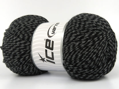 350 gr ICE YARNS BURKE Hand Knitting Yarn Black Grey