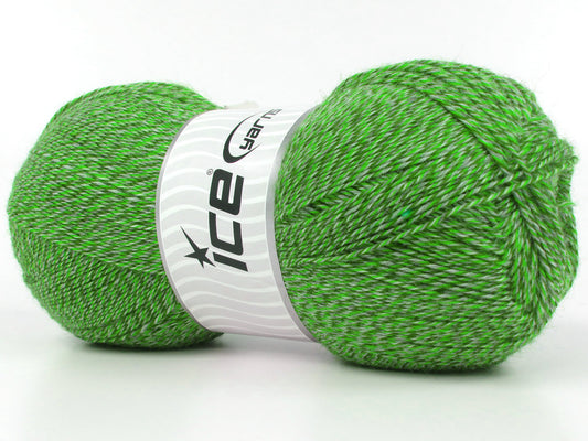 Lot of 5 x 200gr Skeins Ice Yarns SANDRA SOCK (75% Superwash Wool) Yarn Green Shades Grey Shades