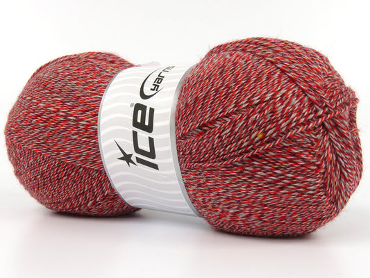Lot of 5 x 200gr Skeins Ice Yarns SANDRA SOCK (75% Superwash Wool) Yarn Red Shades Grey Shades