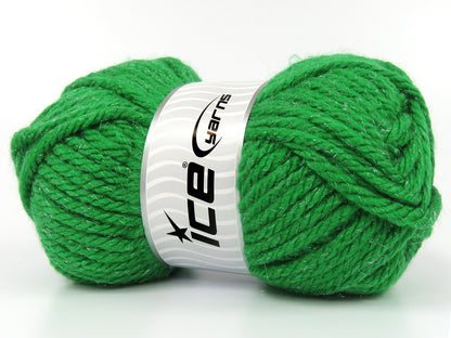 Lot of 2 x 135gr Skeins Ice Yarns LUCKY GLITZ Hand Knitting Yarn Green