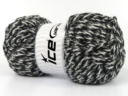 Lot of 2 x 115gr Skeins Ice Yarns PERCIVAL Hand Knitting Yarn Black Grey White