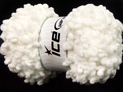 Lot of 4 x 100gr Skeins Ice Yarns CHENILLE BOUCLERON (100% MicroFiber) Yarn White