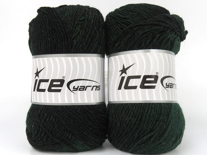 Lot of 2 x 135gr Skeins Ice Yarns CAPUTO (25% Wool) Yarn Dark Green Black