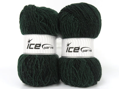 Lot of 2 x 100gr Skeins Ice Yarns DENTSVILLE (25% Wool) Yarn Dark Green Black