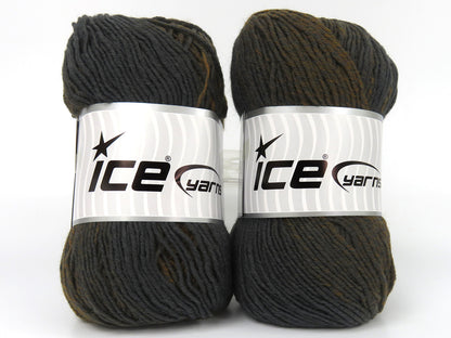 Lot of 2 x 125gr Skeins Ice Yarns VANDERBERG (25% Wool) Yarn Brown Grey