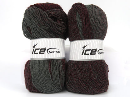 Lot of 2 x 125gr Skeins Ice Yarns VANDERBERG (25% Wool) Yarn Burgundy Grey