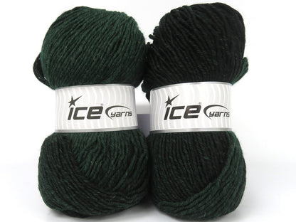 Lot of 2 x 125gr Skeins Ice Yarns VANDERBERG (25% Wool) Yarn Dark Green Black