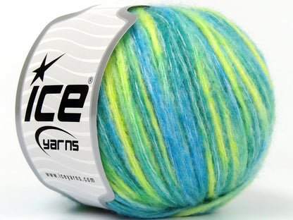 Lot of 8 Skeins Ice Yarns ROCK N WOOL (15% Wool) Yarn Green Shades Turquoise Shades