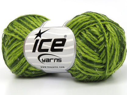Lot of 8 Skeins Ice Yarns BOB (2% Paillette) Yarn Olive Green Khaki