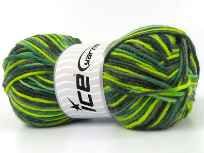 Lot of 4 x 100gr Skeins Ice Yarns PARTY Hand Knitting Yarn Green Shades Camel