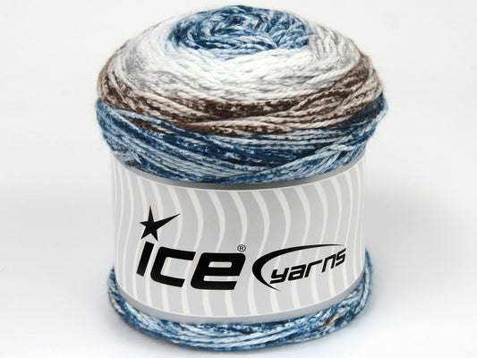 Lot of 3 x 100gr Skeins Ice Yarns CAKES COTTON ROYAL (100% Cotton) Yarn White Brown Turquoise