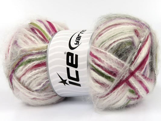 Lot of 4 x 100gr Skeins Ice Yarns HUBBLE (8% Wool) Yarn Black Grey White Purple Shades Green